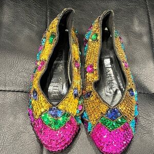 Colorful Sequin Embellished Women's Flats size 6.5